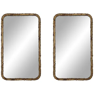 Uttermost Phelan Oxidized Bronze 24" X 40" Rectangular Mirrors Set Of 2 In Gray