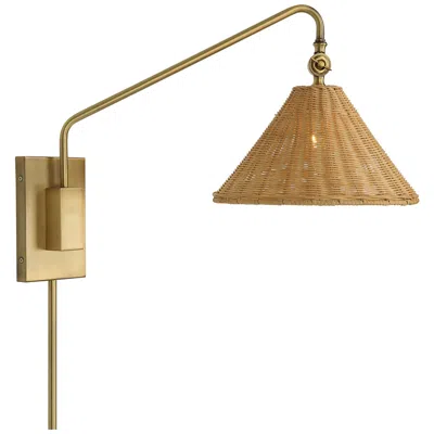 Uttermost Phuvinh 15 3/4"h Antique Brass Rattan Wall Sconce