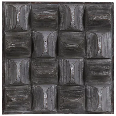 Uttermost Pickford 20 1/4" Square Aged Gray Wood Wall Art In Black