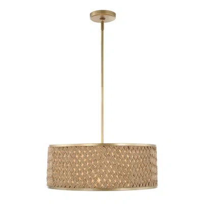 Uttermost Pinchot 4 Light Drum Pendant In Brushed Gold