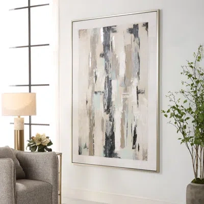 Uttermost Placidity - Floater Frame Painting On Canvas In Blue;silver;navy