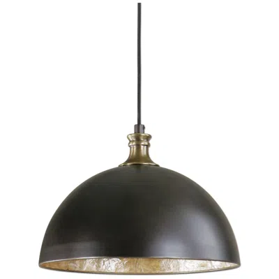 Uttermost Placuna 15" Wide Pacific Bronze Metal Dome Pendant Light