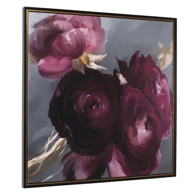 Uttermost Plum Ranculus Framed Floral Art In Black;white;green;gray;red;yellow;pink;p