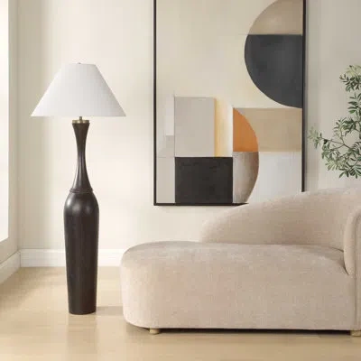 Uttermost Pravin Dark Wood Floor Lamp In Bronzed