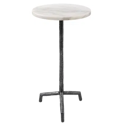 Uttermost Puritan 12"w Aged Black Iron White Marble Round Drink Table