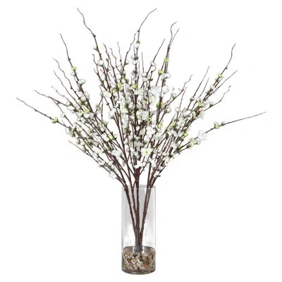 Uttermost Quince Flower Silk Branch In White,yellow