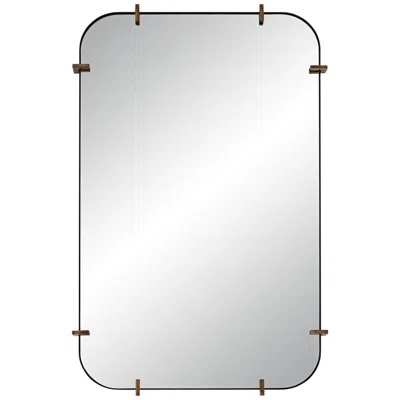 Uttermost Radius 24 X 38 Black Rounded Edge Wall Mirror