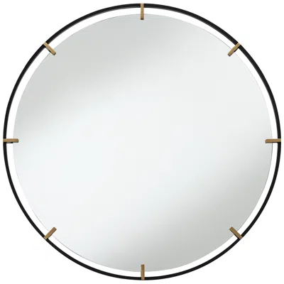 Uttermost Radius 34 X 34 Black And Gold Round Wall Mirror