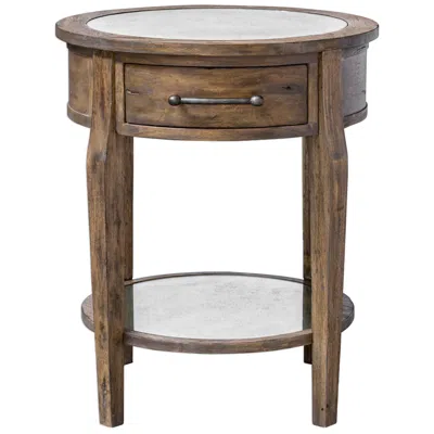 Uttermost Raelynn 28.5" High Mirror Top Wood Side Table