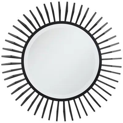 Uttermost Rays Matte Black 32 1/4" Round Sunburst Wall Mirror