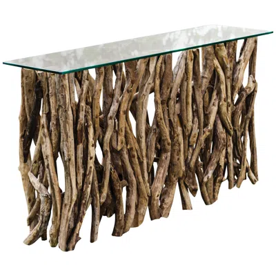 Uttermost Reclaimed Teak 59" Wide Wood And Glass Console Table