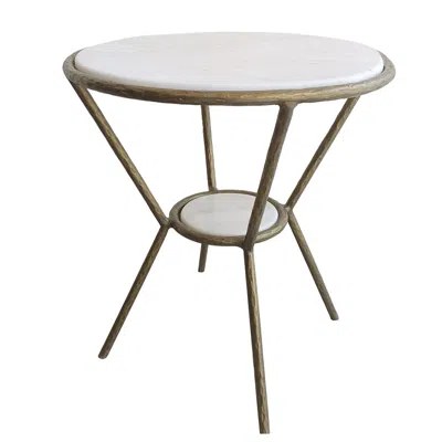 Uttermost Refuge 23" Wide Antique Gold And White Marble Side Table