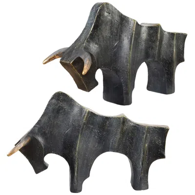 Uttermost Regal Bull Dark Bronze 2-piece Figurines Set