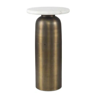 Uttermost Reiss Marble & Brass Drink Table In White