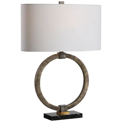 Uttermost Relic 26" Antiqued Gold And Black Open Ring Table Lamp
