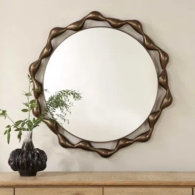Uttermost Remolino Round Bronze Mirror In Brown