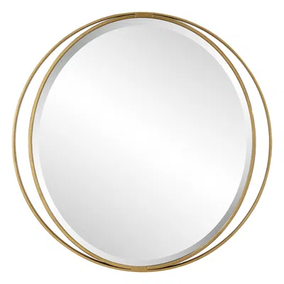 Uttermost Rhodes Metallic Gold Leaf 36" Round Wall Mirror