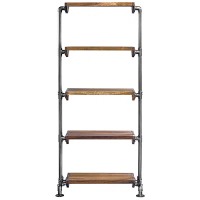 Uttermost Rhordyn 33" Wide Aged Gunmetal Walnut Wood 5-shelf Etagere