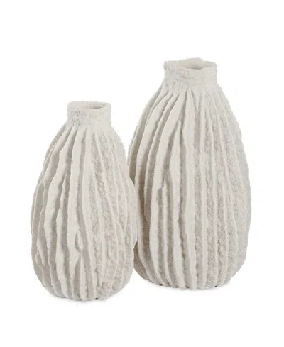 Uttermost Ridge Vases, Set Of 2 In White
