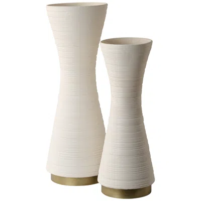 Uttermost Ridgeline Set Of 2 White Ceramic Vases
