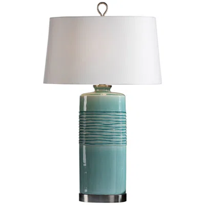 Uttermost Rila 32" Distressed Teal Blue Ceramic Table Lamp