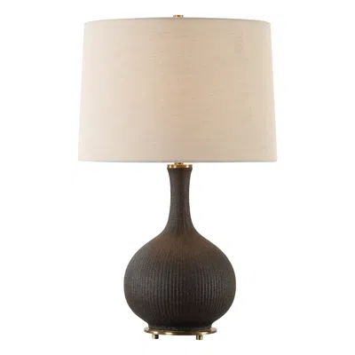 Uttermost Rimini Matte Black Ribbed Ceramic Table Lamp