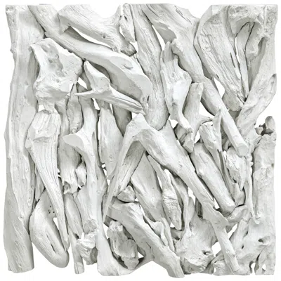 Uttermost Rio Whitewashed 23 1/2" Square Wood Wall Art In Gray