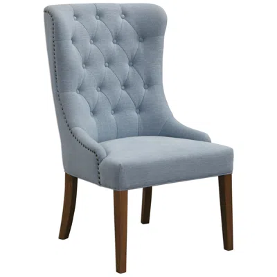 Uttermost Rioni 28 1/2" Wide Blue Gray Fabric Tufted Wing Chair
