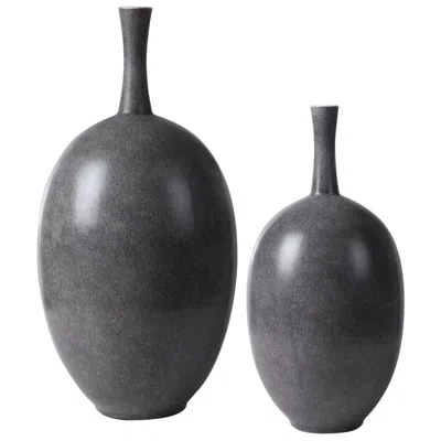 Uttermost Riordan Black And White Ceramic Vases Set Of 2