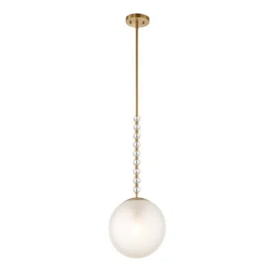 Uttermost Ripple 1 Light Frost Glass Pendant In Brass