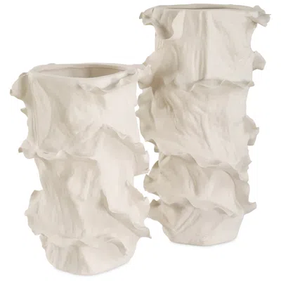 Uttermost Ripple Crest 2-piece Crisp White Vase Set