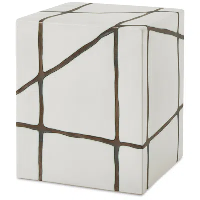 Uttermost Rocklyn 16 1/4" H Outdoor White Garden Stool With Bronze Inl