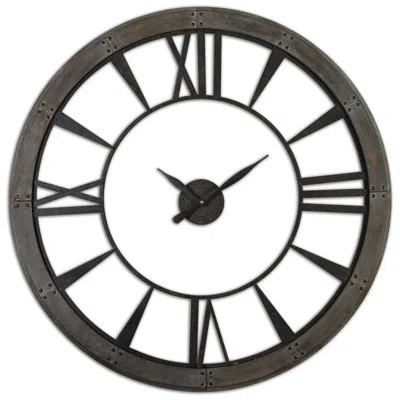 Uttermost Ronan Rustic Bronze 60" Round Wall Clock