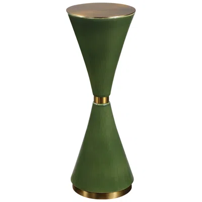 Uttermost Ronde 24" H X 8 1/2" W Green And Brass Drink Table