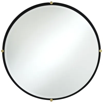Uttermost Ronson 34" Gold And Matte Black Round Wall Mirror