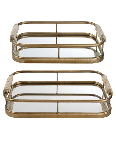 Uttermost Rosea Trays, Set Of 2 In Gold