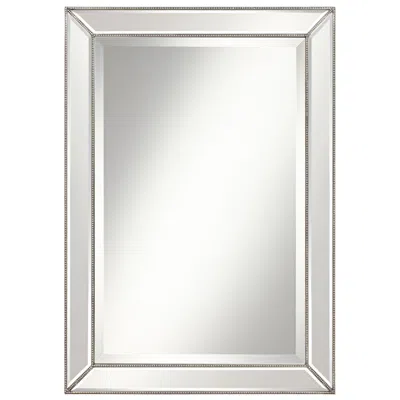 Uttermost Roseau Silver Pewter 24" X 34" Beaded Wall Mirror