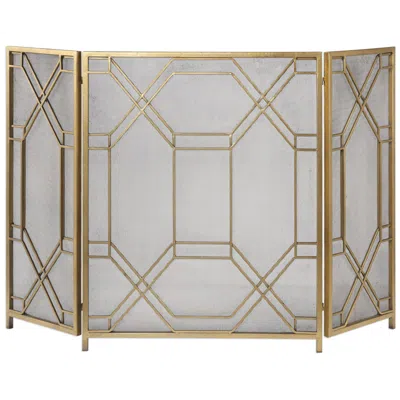 Uttermost Rosen 52 1/2" Wide Antiqued Gold Leaf Fireplace Screen