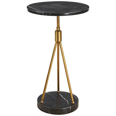 Uttermost Rosston 24" High Black Marble And Metal Accent Table