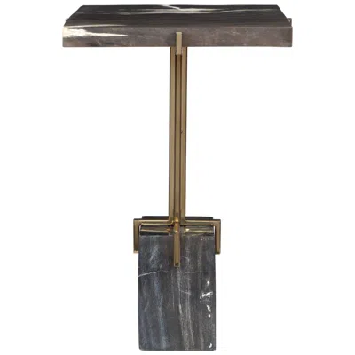Uttermost Rowman 22.4" High Wood And Ss Accent Table