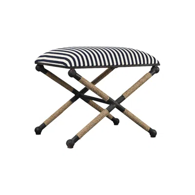 Uttermost Ruddock 23 3/4" Wide Navy Blue And White Striped Ottoman