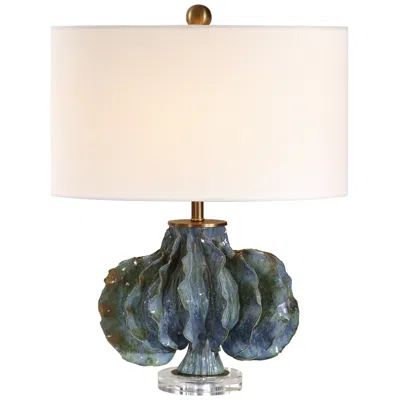 Uttermost Ruffle Up 23" Earthy Blue Ceramic Table Lamp