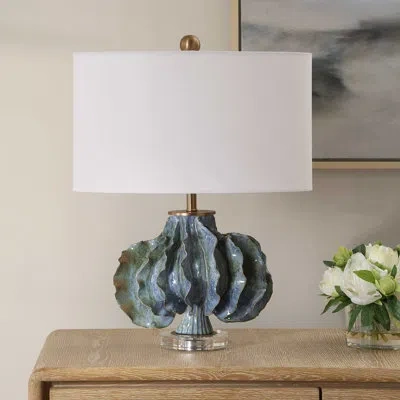 Uttermost Ruffle Up Blue Green Table Lamp In Blue;brown;green