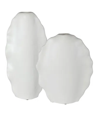 Uttermost Ruffled Feathers Vases, Set Of 2 In White