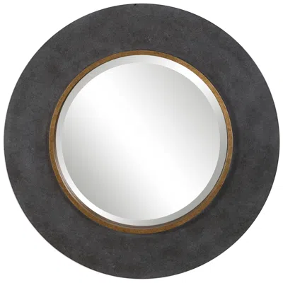 Uttermost Saul Charcoal Concrete 30" Round Wall Mirror