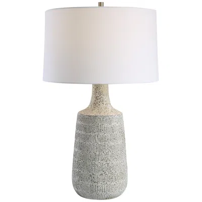 Uttermost Scouts 28 1/2" Mottled Gray Off-white Ceramic Table Lamp