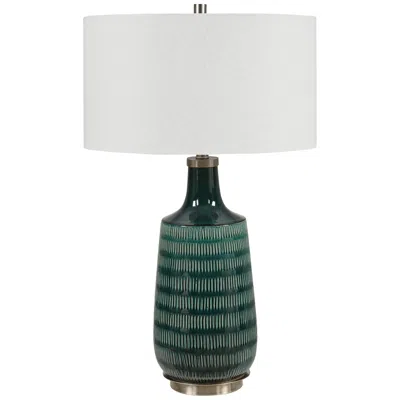 Uttermost Scouts 30 1/2" Deep Teal Glaze Modern Ceramic Table Lamp