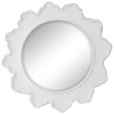 Uttermost Sea Coral Matte White 33 3/4" Round Wall Mirror