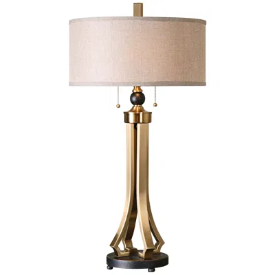 Uttermost Selvino 32 3/4" High Brushed Brass Column Table Lamp