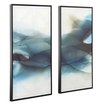 Uttermost September Desert Framed On Canvas 2 Pieces Print In Beige;teal;navy